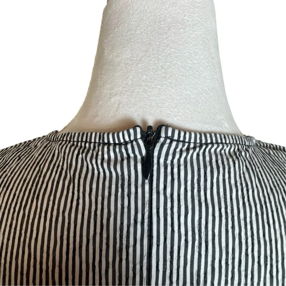 Zara Ruched Pinstripe Blouse M Puff Sleeve Regency Office Siren Structured Top